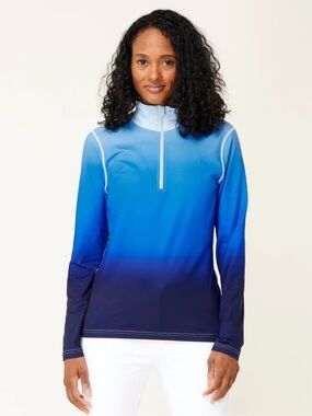 NWT Krimson Klover Gradient Quarter Zip Blue Base Layer Top Size Small